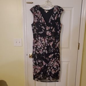 Sleeveless black floral dress